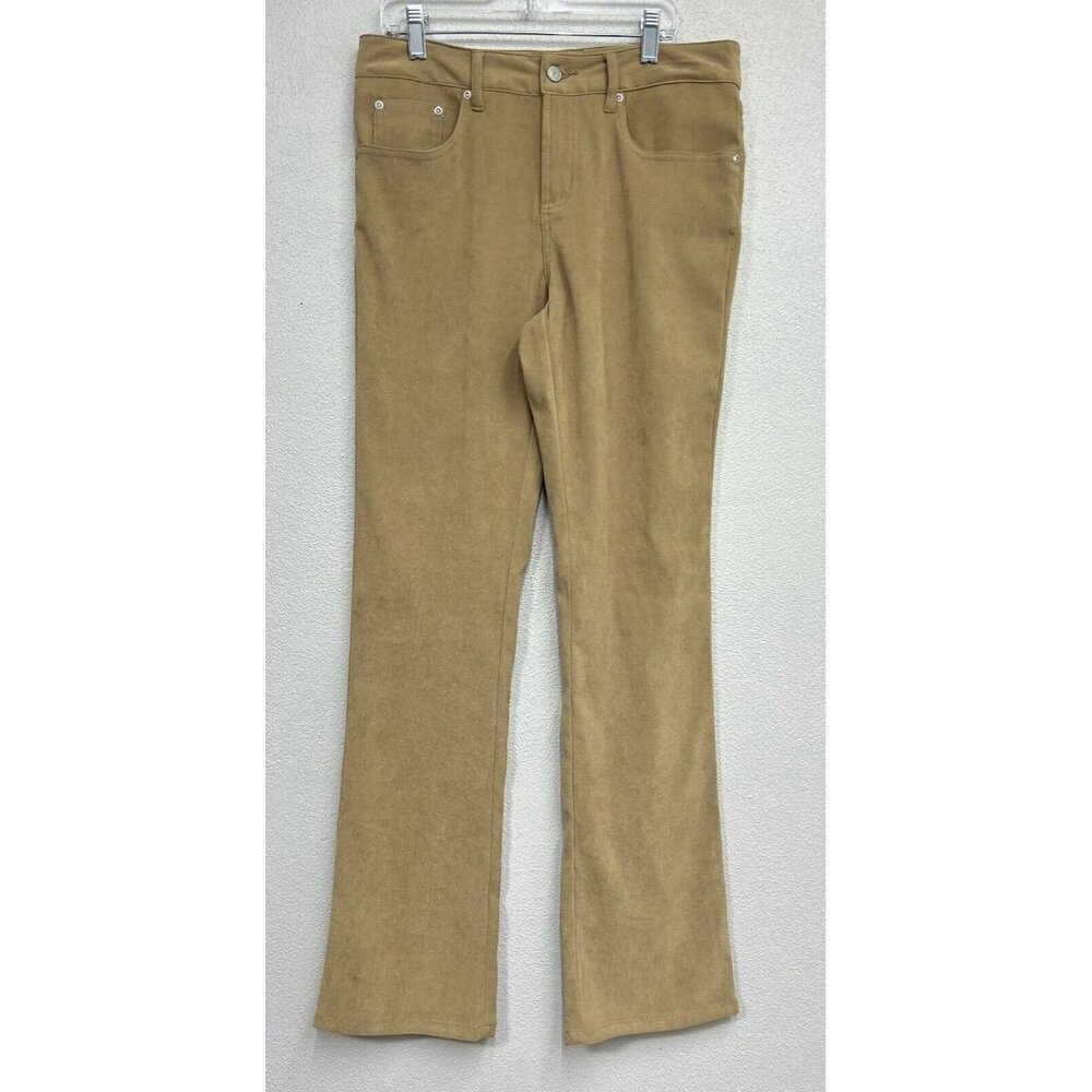 Vtg Z Cavaricci Pants Tan Faux Suede Feel bootcut Leg Dress Pants Retro 31x32